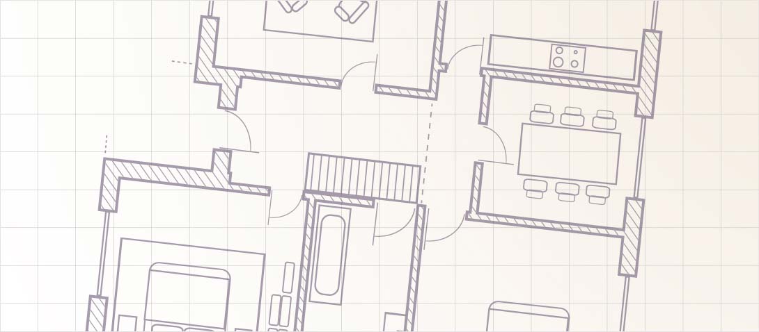 A blueprint of a residential home which is going to be fitted with a Tredaire underlay