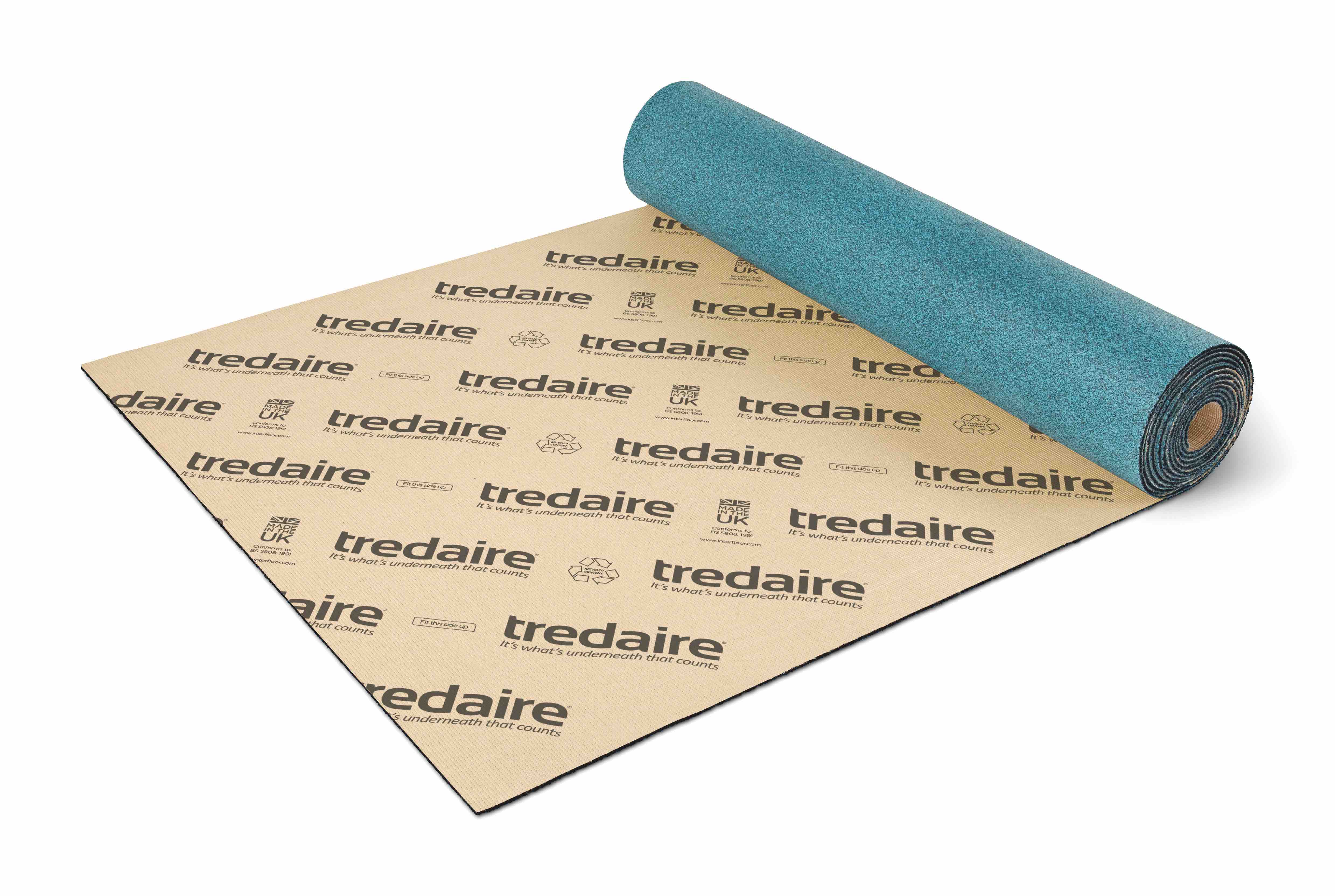 A roll of Tredaire Underlay on a white background